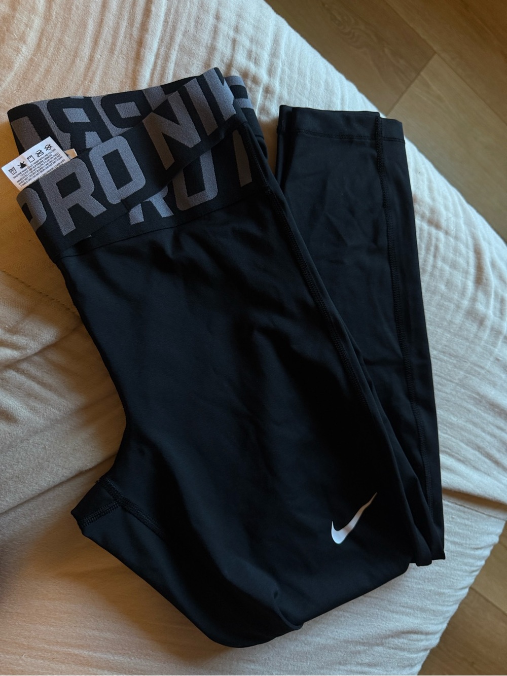 Nike Black Dri-FIT Athletic Leggings with Gray Waistband
